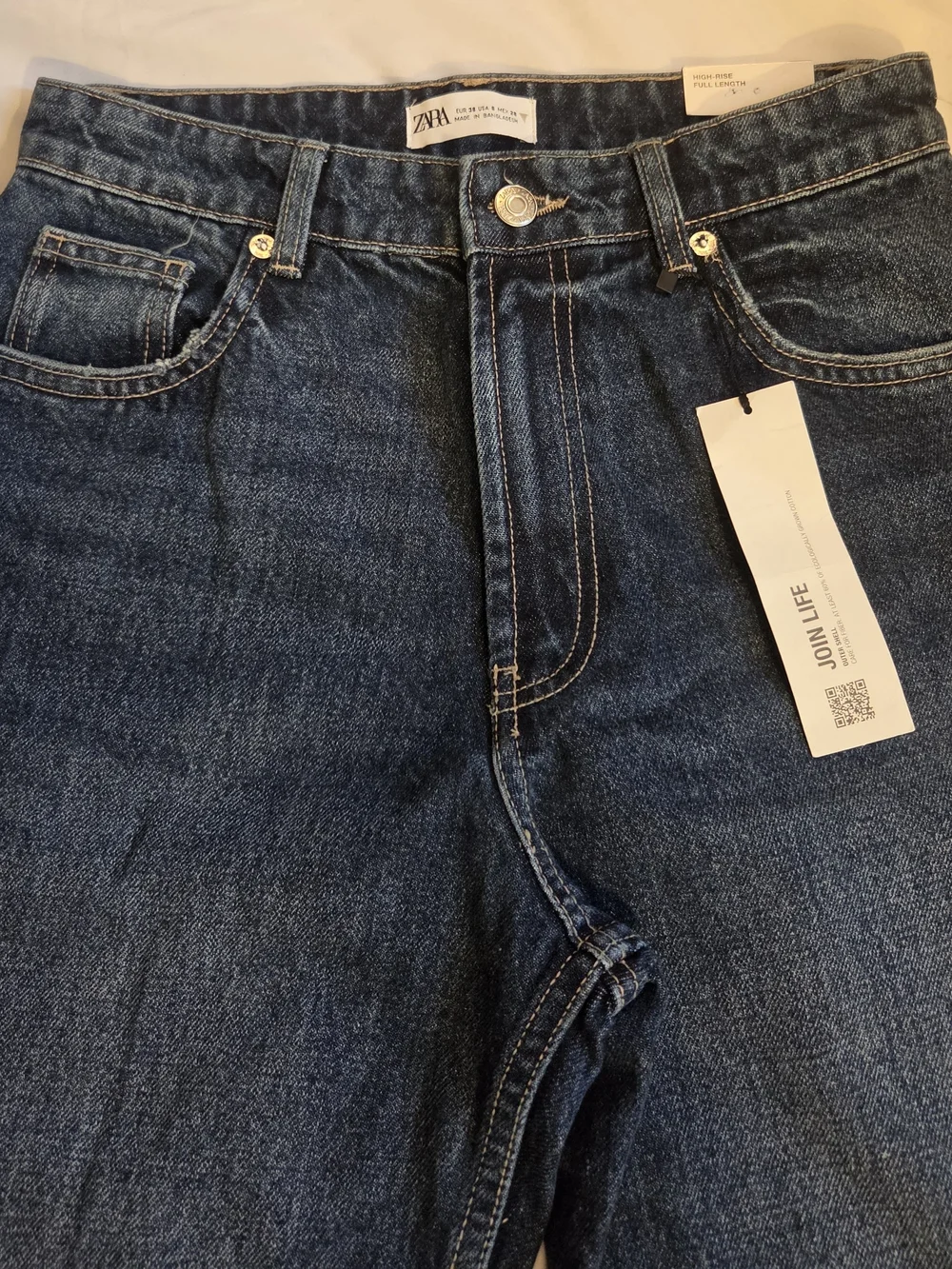 ZARA High-Rise Dark Blue Wide-Leg Women's Jeans